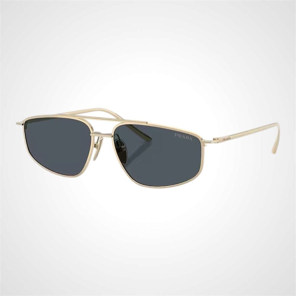 New PRADA Sunglasses Gold Metal Pillow Square Grey Lens 58-15-145mm - Picture 1 of 6